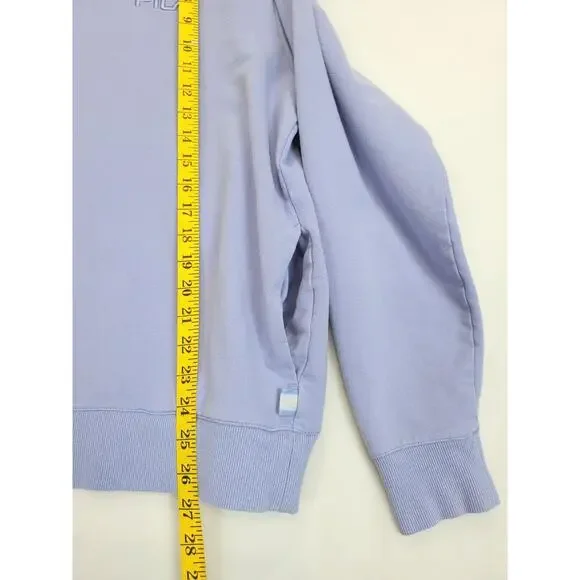 Fila‎ Sweatshirt XL Pullover Long Sleeve Pockets Crewneck Lilac Cotton Logo - Picture 4 of 9